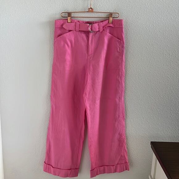 Ralph Lauren Pants - Ralph Lauren Vintage Black Label Linen Viscose Pink Wide Leg Pants 2